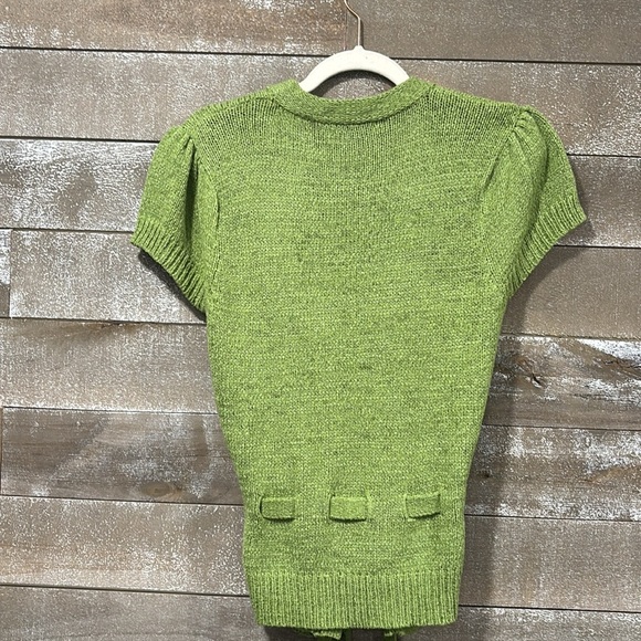 August Silk green baby puff sleeved adjustable sweater cardigan size Large - Picture 7 of 10